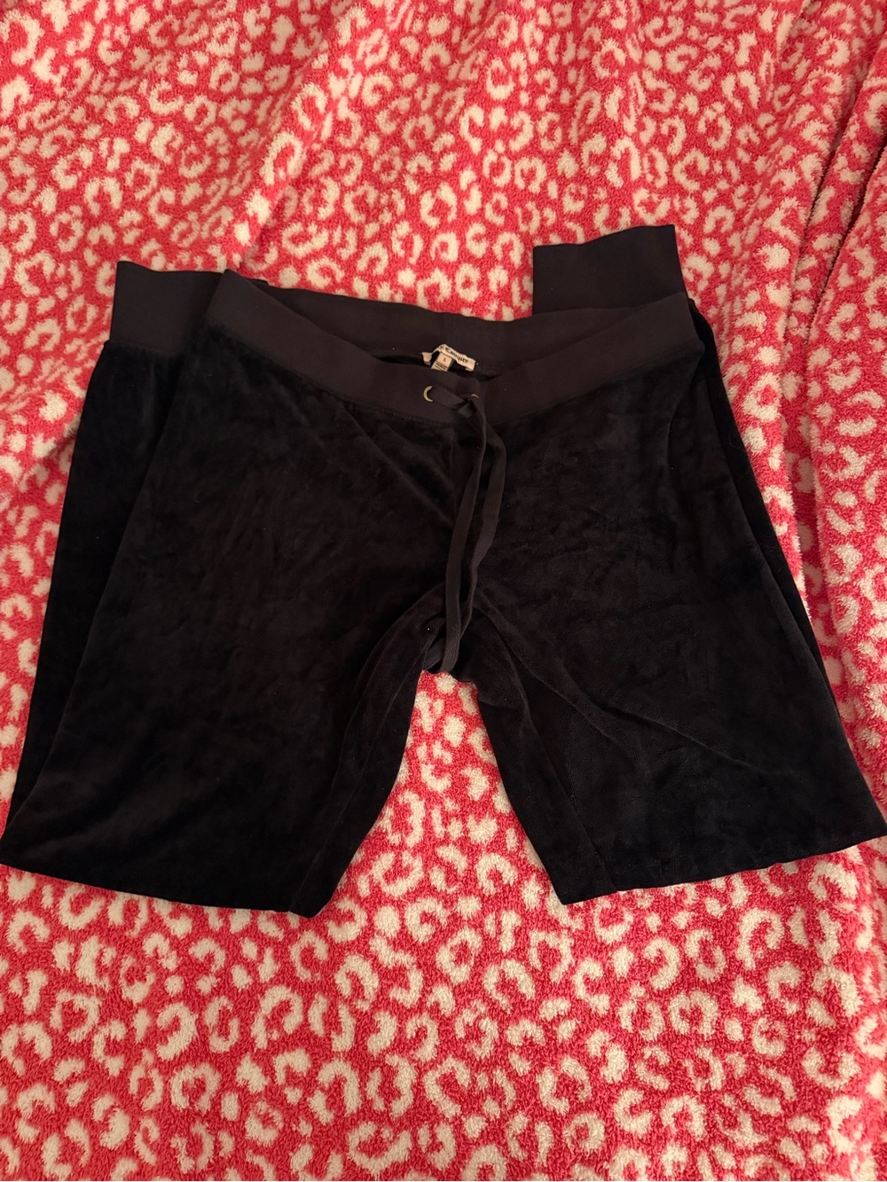 Juicy Couture Black Velour Drawstring Jogger Pants